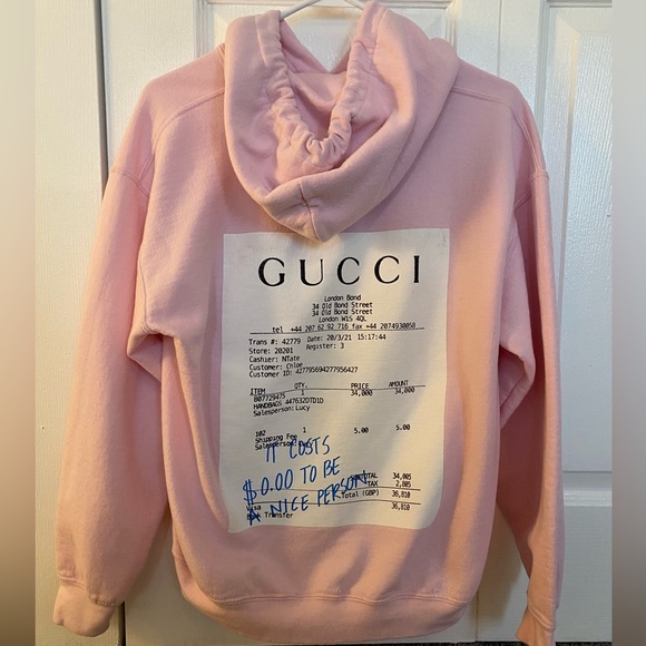 Tops - Gucci inspired light pink hoodie size medium